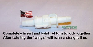 White 1/4" QUICK CONNECT ADAPTERS for in-line filters such as Sawyer SP191 - Picture 1 of 3