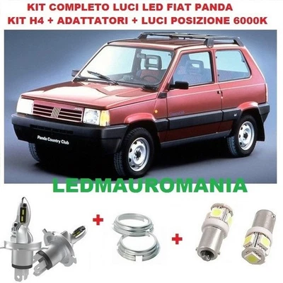 KIT LED PANDA 120W H4 12V 1:1 FIAT Lampade Slim Luci Posizione Adattatori 6000K - Imagen 1 de 4