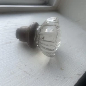 Vintage Antique 12 Point Crystal Clear Glass and Brass Door Knob 2” No Stem - Picture 1 of 4