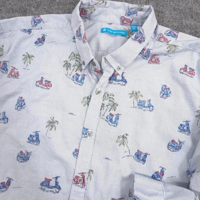 Tori Richard Shirt Mens XL Tropical Embroidered Vespa Scooters Palm Long Sleeve - Image 1 of 4