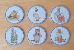  Beatrix Potter's Peter Rabbit Coaster Set -6 Pieces, FW & Co 1999 - Cork Backed - Picture 1 of 2