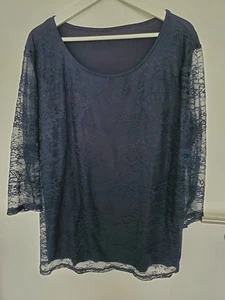 TAKKO  süßes unkompliziertes Shirt mit Spitze + Stretch Blau Gr. 46 - Bild 1 von 5