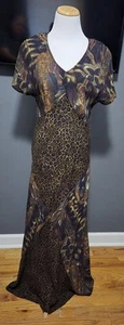 VTG Carole Little Women 8 Cottagecore Maxi Dress Animal AOP Retro Gauzy Babydoll - Picture 1 of 24