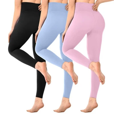 Lot de 3 leggings taille haute pour femme opaques noirs pour gym yoga XXL - Photo 1/4