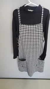 Used Btween Girls 2 Piece Black & White Print Dress Size 12 #10120 - Picture 1 of 15