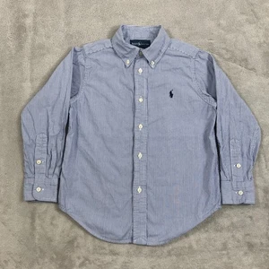 Polo Ralph Lauren Shirt Boys Size 5 Blue White Striped Button Down Long Sleeve - Picture 1 of 10
