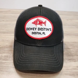 Dewey Destin's Seafood Hat Cap Snapback Destin Florida Black Gray Mesh Back Adj - Picture 1 of 7