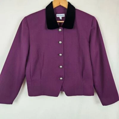 David Brooks 100% wool vintage skirt blazer suit purple black silver, size 10 - Image 1 of 4