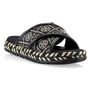 Sandalia Tory Burch T Monograma Cruz Alpargata Slide, Azul Marino Perfecto 7 - Imagen 1 de 4