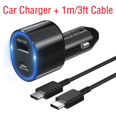 Adaptador Cargador Coche Súper Rápido Original 45W Samsung S25 S24 S23 S22 Ultra + Foto 1 de 4