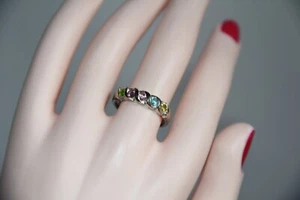 Vintage Sterling Silver 5-Multi-Gemstone Ring - Picture 1 of 11