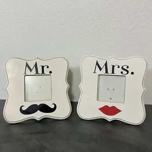 9x9 Hobby Lobby Photo Frames Mr. & Mrs. Wedding Engagement Party Mustache & Kiss - Picture 1 of 6