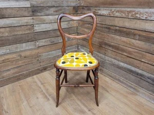 Antique Mahogany Balloon Backed Fully Upholstered Designer Fabric - Picture 1 of 1