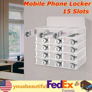 15 Steckplätze abschließbar Handy Aufbewahrung Schrank Klassenzimmer Wandmontage Spind Box - Bild 1 von 11