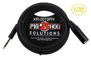 10ft 1/4" TRS Male to XLR 3-Pin Male Shielded Balanced PigHog Audio Cable - Picture 1 of 3