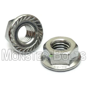 Serrated Hex Flange Lock Nuts DIN 6923, A2 Stainless Steel - M4 M5 M6 M8 M10 M12 - Picture 1 of 9