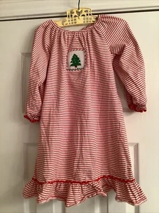 GIRLS COTTON KNIT CHRISTMAS NIGHTGOWN SMOCKED TREE 4T - Picture 1 of 5