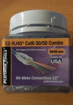 Platinum 202016J EZ-RJ45 Cat 6 Connector and Strain Relief Combo Kit, 50-Pieces - Image 1 of 4