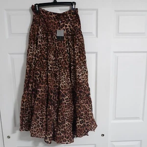 ERIKA PENA NWT $304 Leopard Cotton Voile Tiered Maxi Skirt Size XS / Small - Picture 1 of 6