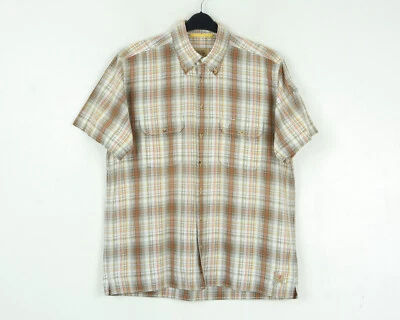 Camel Active Hombre L Camisa Informal Algodón Manga Corta Cuadros Tartán Botón - Imagen 1 de 4