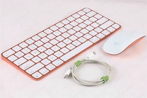 Apple Magic Keyboard 2 W/Touch ID + Magic Mouse Combo in Orange + Lighting Cable - Picture 1 of 4