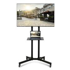 Mobile Floor Standing TV Stand Cart Unit with Bracket Mount Tray Trolley Wheels