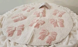Round Bath Rug Bows White And Pink 30" - Picture 1 of 2