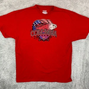 Columbia Red USA Fishing Gear Print Short Sleeve T-Shirt Size Men's XL - Picture 1 of 11