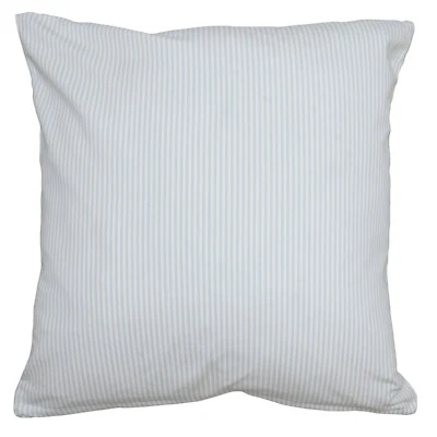 22" Pinstripe Baby Blue Cotton Cushion Cover Woven 55x55cm Home Scatter Cushion - Image 1 of 3