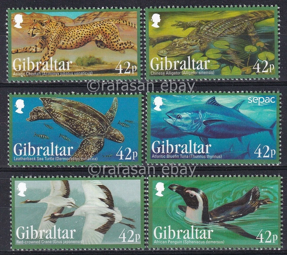 Gibraltar 2013 Yvert #1568/73 Fauna Vida Selvagem Répteis Pássaros Tartarugas Peixes MNH MUITO BOM ESTADO - Imagem 1 de 1