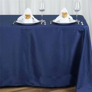 Navy BLUE Polyester 90x156" Rectangle TABLECLOTHS Wedding Party Home Linens SALE - Picture 1 of 6