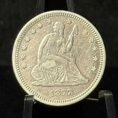 1877 Seated Liberty Quarter Silver Coin -1 - Image 1 of 2