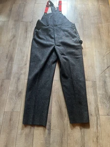 Vintage LL Bean Wool Woodman Latzhose Herren 44 x 35 Big Malone kariert grau rot USA - Bild 1 von 13