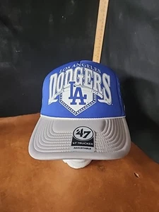 Los Angeles LA Dodgers ‘47 Brand Foam Trucker Mens Adjustable Snapback Blue Hat - Picture 1 of 19