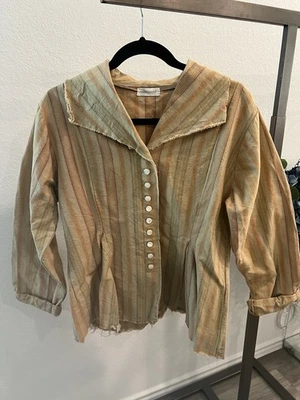 Блузка Krista Larson в хлопковую полоску желтая один размер (товар 11,7) - Изображение 1 из 4