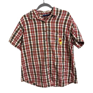 Vintage 90s Pooh Plaid Button Up Embroidered Shirt Large - Bild 1 von 5