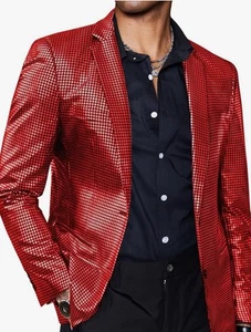COOFANDY Men's red shiny jacket ( think sequins without the sequins ) XXL - Picture 1 of 4
