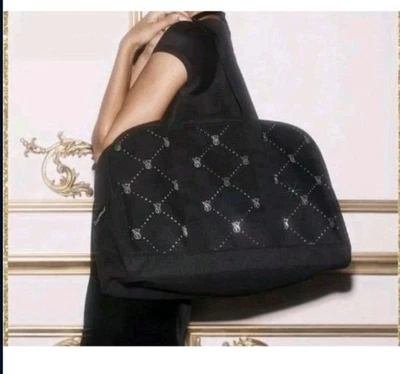 NWT Victoria's Secret VS Logo Large Weekender Black Quilted Tote Zip Duffle Bag - Image 1 of 4