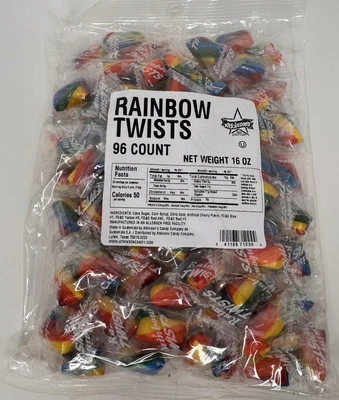 Rainbow Twists Hard Candy Individual Wrapped Candy 🍬 1 lb /16 Oz Atkinson Co - Image 1 of 4