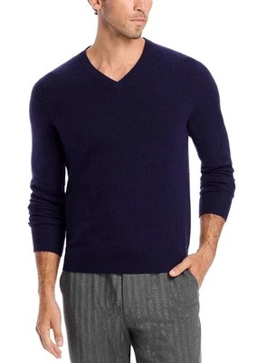 Suéter de 2 capas de cachemir con cuello en V pequeño azul marino The Mens Store - Nuevo con etiquetas $228 Foto 1 de 4