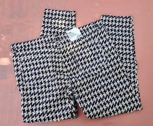 NWT Joe Fresh Slim Corduroy Pants Size 16 Black Tan Houndstooth Trousers Slacks - Picture 1 of 10