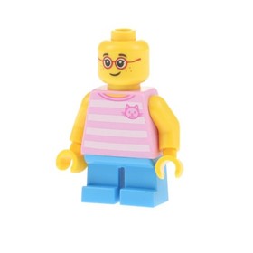 1x Lego Minifigure City Girl Light Pink Legs Short Blue Glasses 60134 cty0663