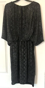 Ladies STAR BY JULIEN MACDONALD Black Angel Sleeve Sparkle Midi Dress Size UK12 - Picture 1 of 9