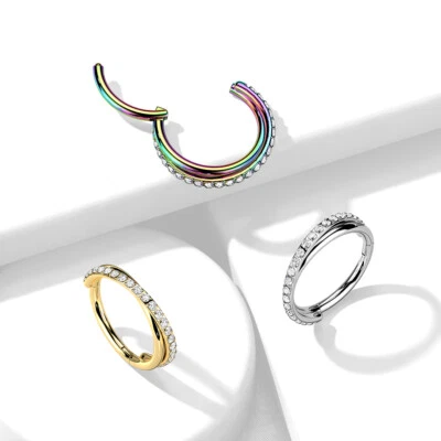 Orecchino Anello In Acciaio Chirurgico E Zirconio - Immagine 1 di 4