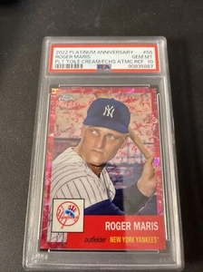 ROGER MARIS 2022 PLATINUM ANNIVERSARY Plt Toile Cream/fchs Atmc Ref PSA 10 /100 - Picture 1 of 6