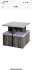 5Pcs Garden Wooden Dining Table Set Particle Removable Lid Board Chair Seat-Grey