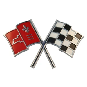 CORVETTE C2 Crossed Flags Steel Flat Sign Non OE Badge - Bild 1 von 8