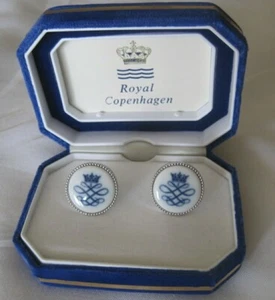 Vintage Royal Copenhagen Crown / Scroll Cufflinks, New Old Stock - Picture 1 of 7