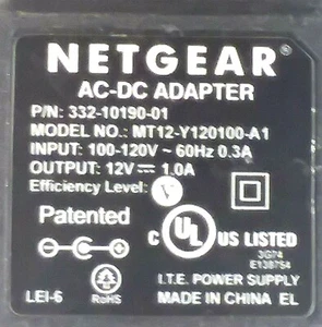 Netgear AC/DC Adapter, Power Supply for CGD24G; Part #332-10190-01 - Picture 1 of 3