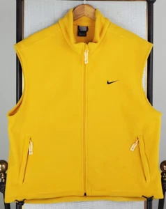 VTG NIKE Mens Size XL Full Zip Yellow Fleece Sleeveless Vest VIntage Golf - Picture 1 of 17